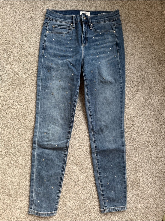 Nicole Miller Denim - Nicole Miller Soho high rise ankle slim jeans rhinestone
